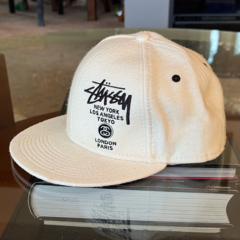 Rare Stussy World Wide Tour Original 1990’s Off White Fitted Cap Hat Double S - Picture 8 of 13